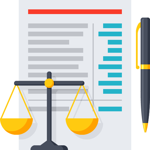 Legal documents and scale representing registration services